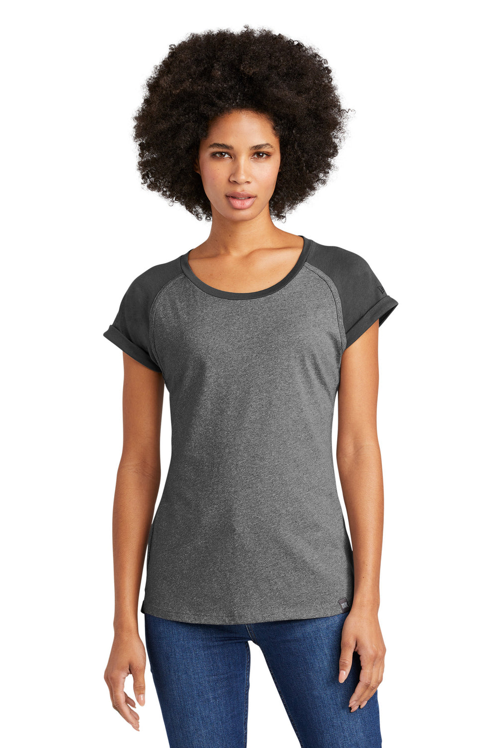 New Era ® Women's Heritage Blend Varsity Tee - Black/ Black Twist - XS