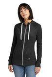 New Era® Women's Sueded Cotton Blend Full-Zip Hoodie - Black Heather - XS