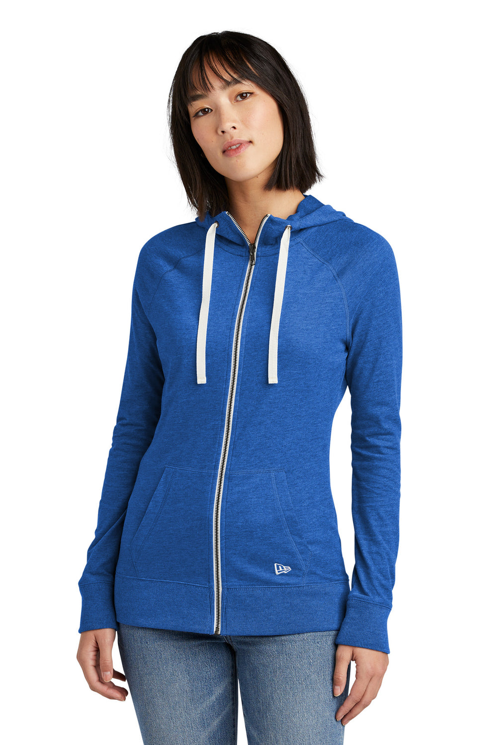 New Era® Women's Sueded Cotton Blend Full-Zip Hoodie - Royal Heather - XS