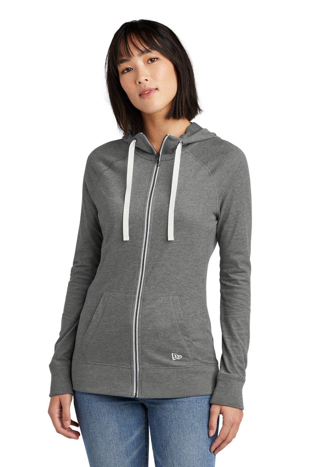 New Era® Women's Sueded Cotton Blend Full-Zip Hoodie - Shadow Grey Heather - XS
