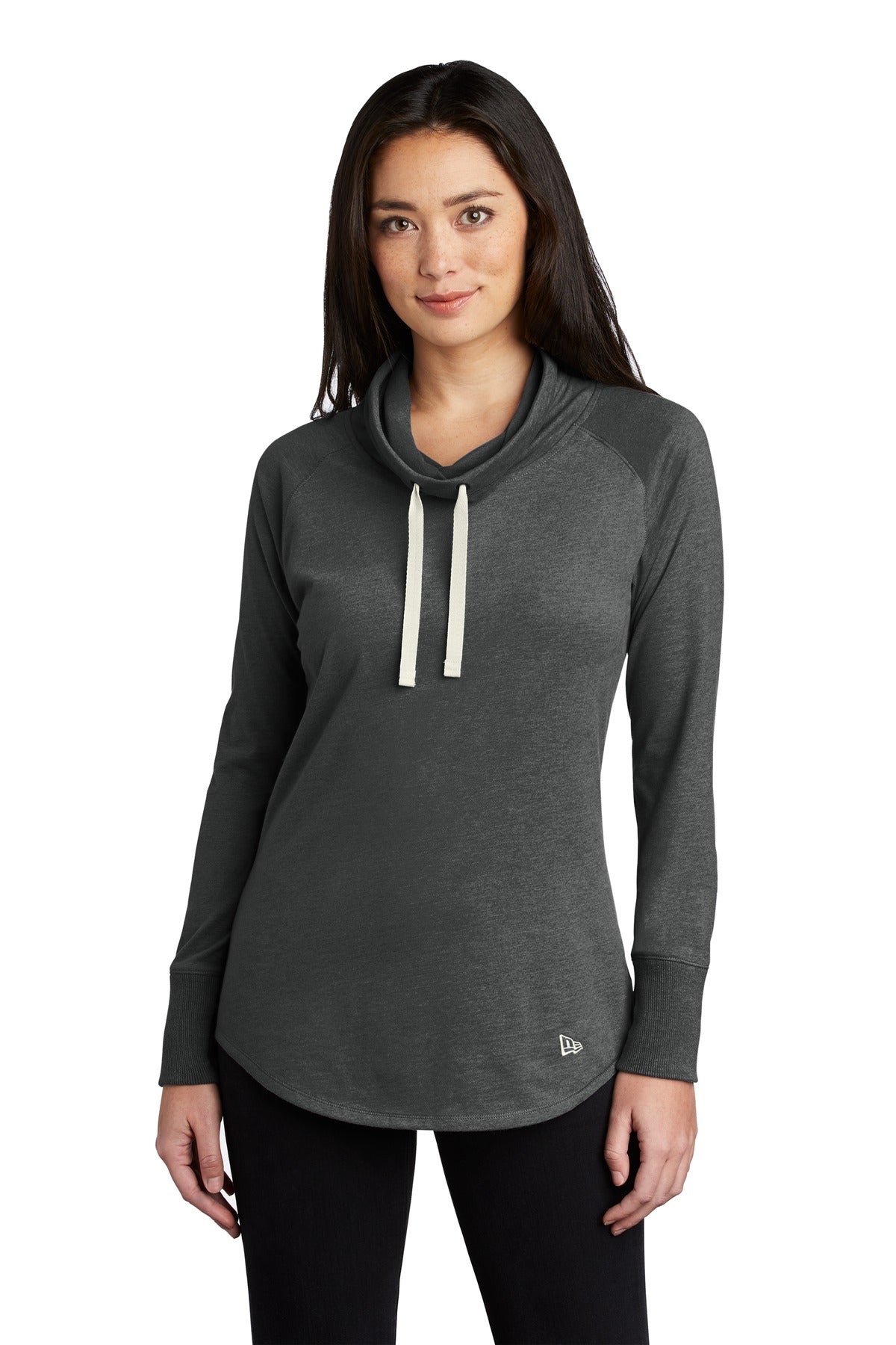 New Era ® Women's Sueded Cotton Blend Cowl Tee - Black Heather - XS