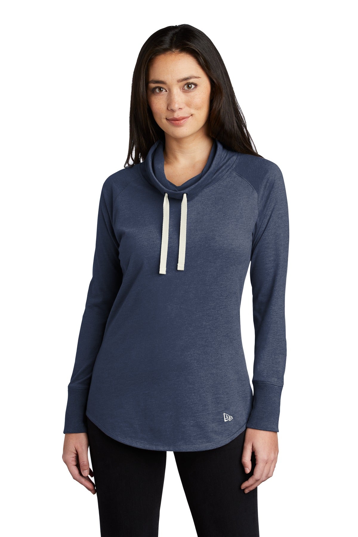 New Era ® Women's Sueded Cotton Blend Cowl Tee - True Navy Heather - XS