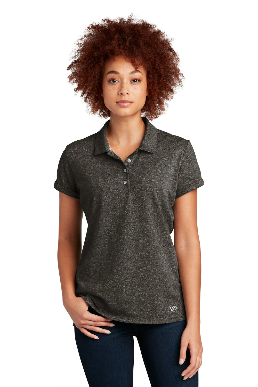 New Era ® Women's Slub Twist Polo - Black Twist - XS