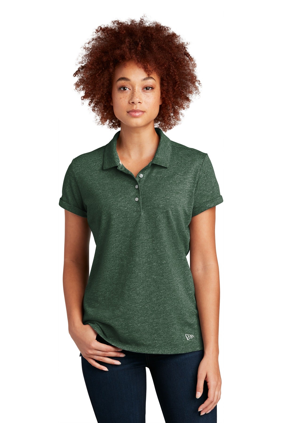 New Era ® Women's Slub Twist Polo - Dark Green Twist - XS