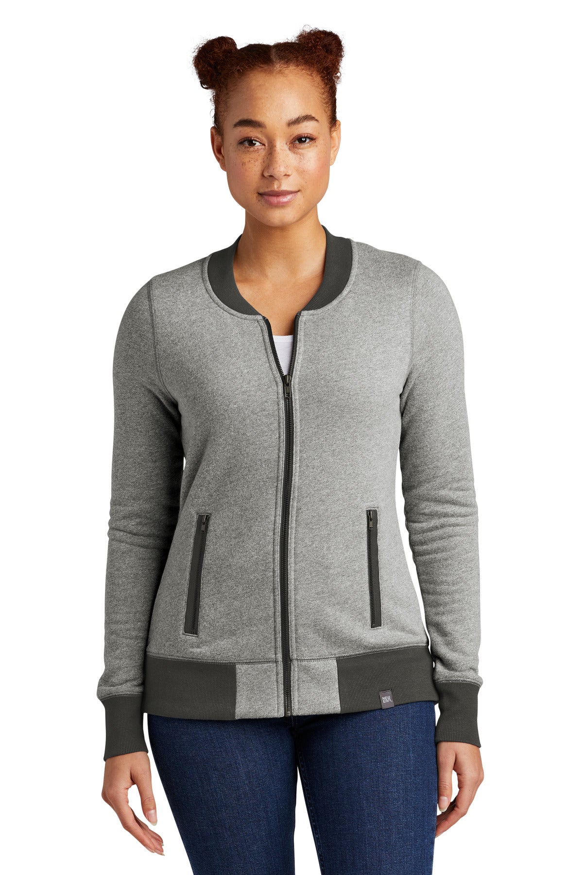 New Era® Women's French Terry Baseball Full-Zip - Light Graphite Twist/ Graphite - XS