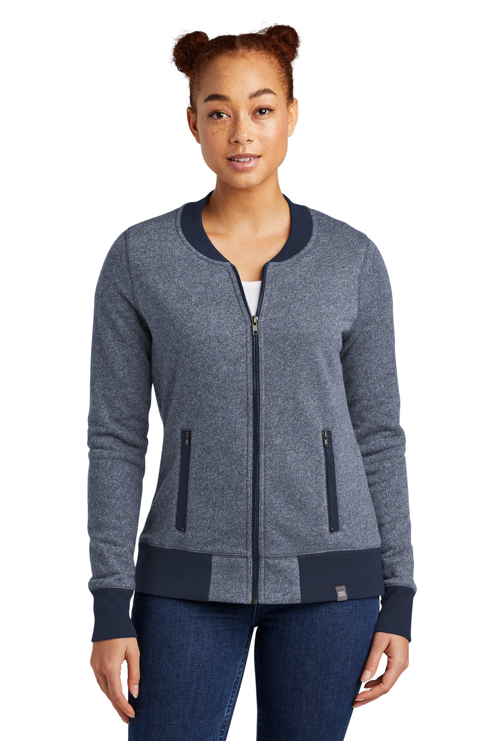 New Era® Women's French Terry Baseball Full-Zip - True Navy Twist/ True Navy - XS