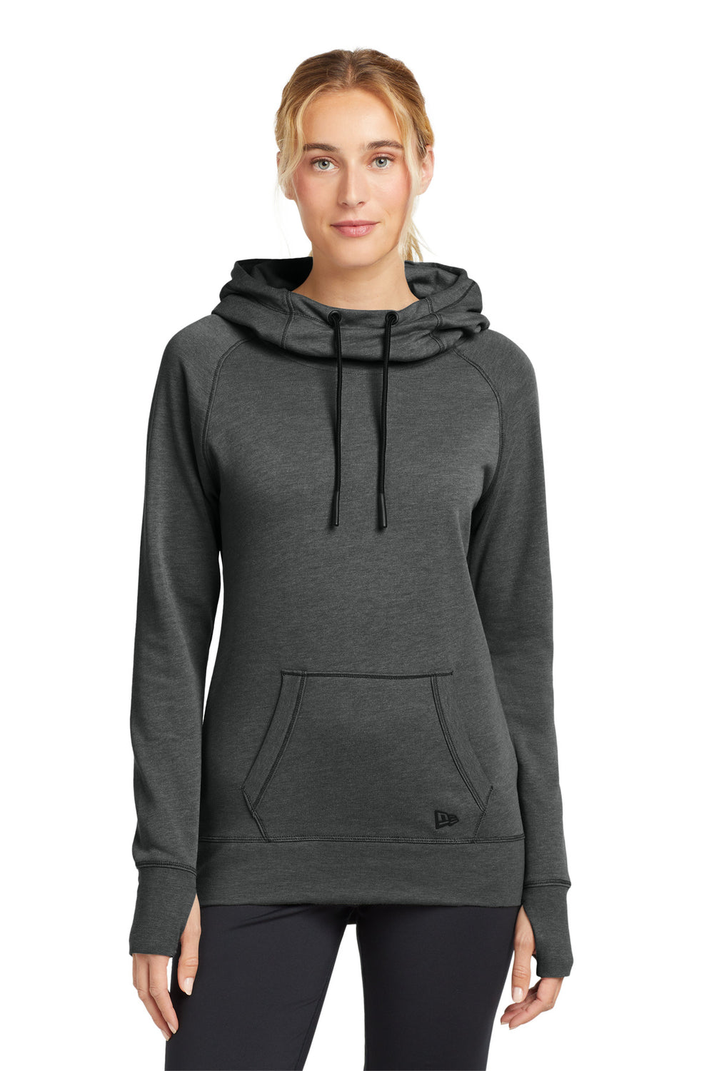 New Era ® Women's Tri-Blend Fleece Pullover Hoodie - Black Heather - XS