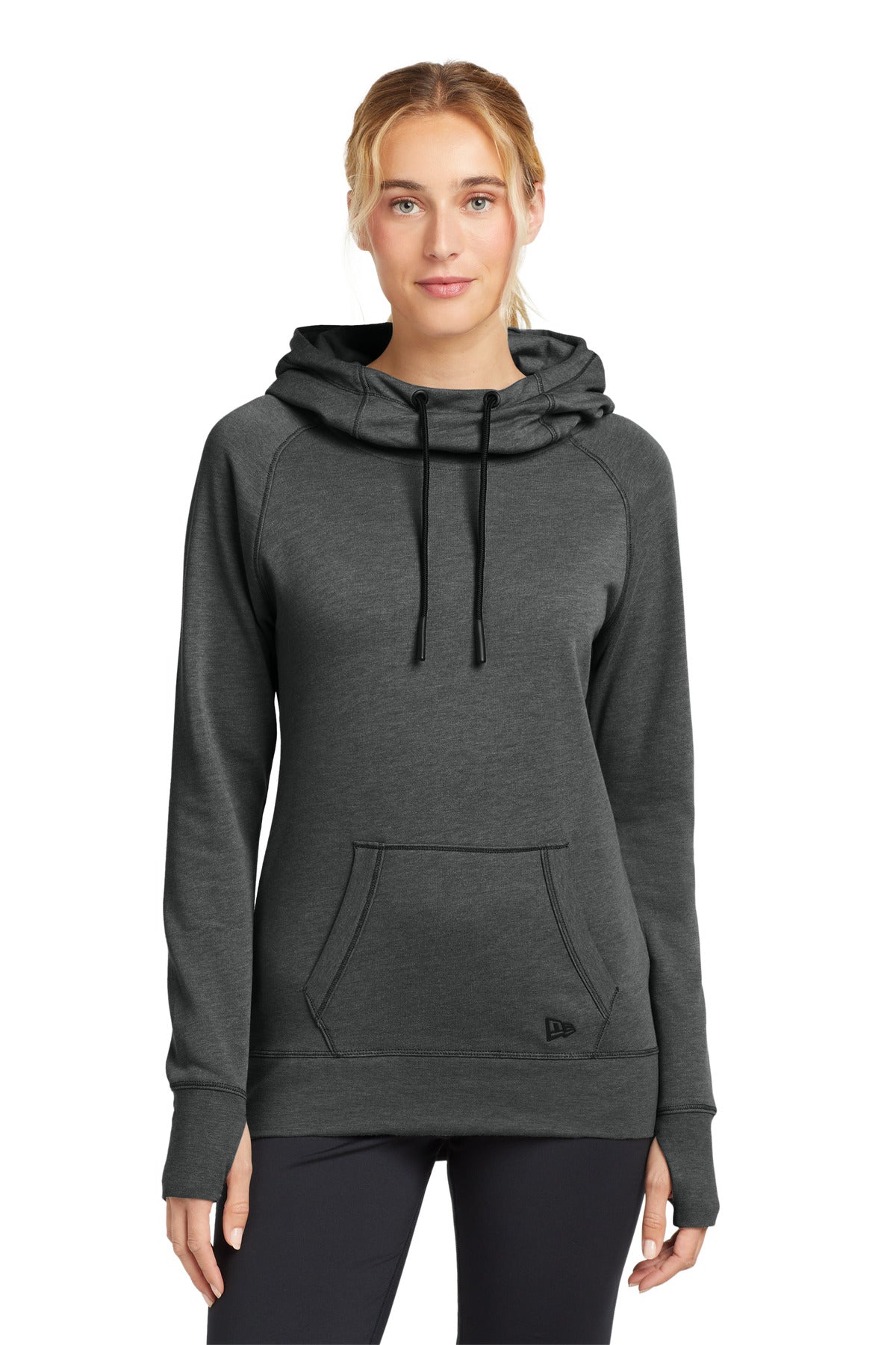 New Era ® Women's Tri-Blend Fleece Pullover Hoodie - Black Heather - XS