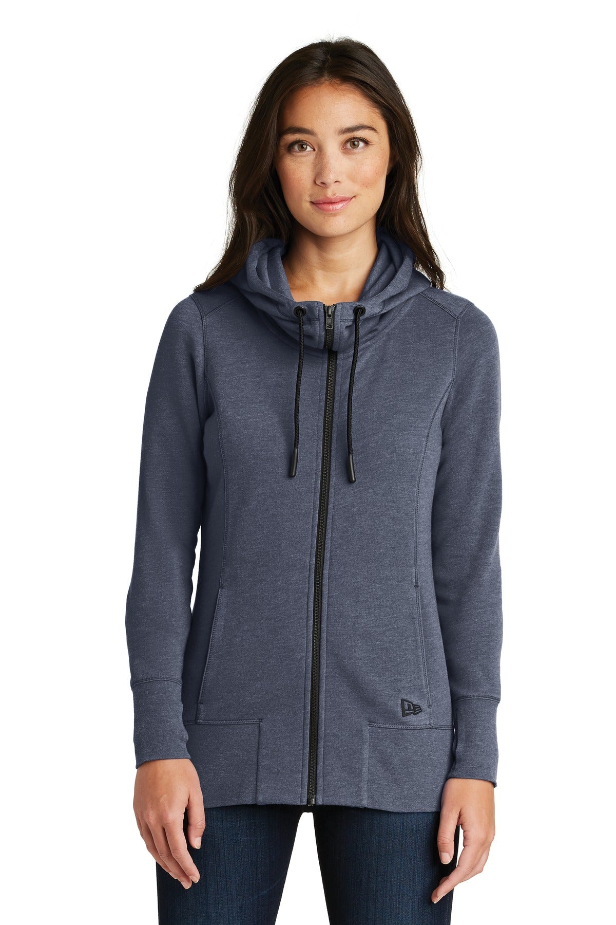 New Era ® Women's Tri-Blend Fleece Full-Zip Hoodie - True Navy Heather - XS