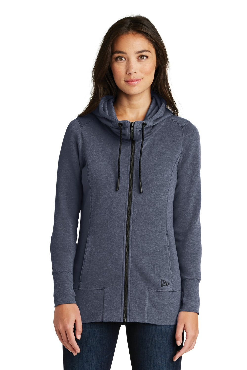 New Era ® Women's Tri-Blend Fleece Full-Zip Hoodie - True Navy Heather - XS