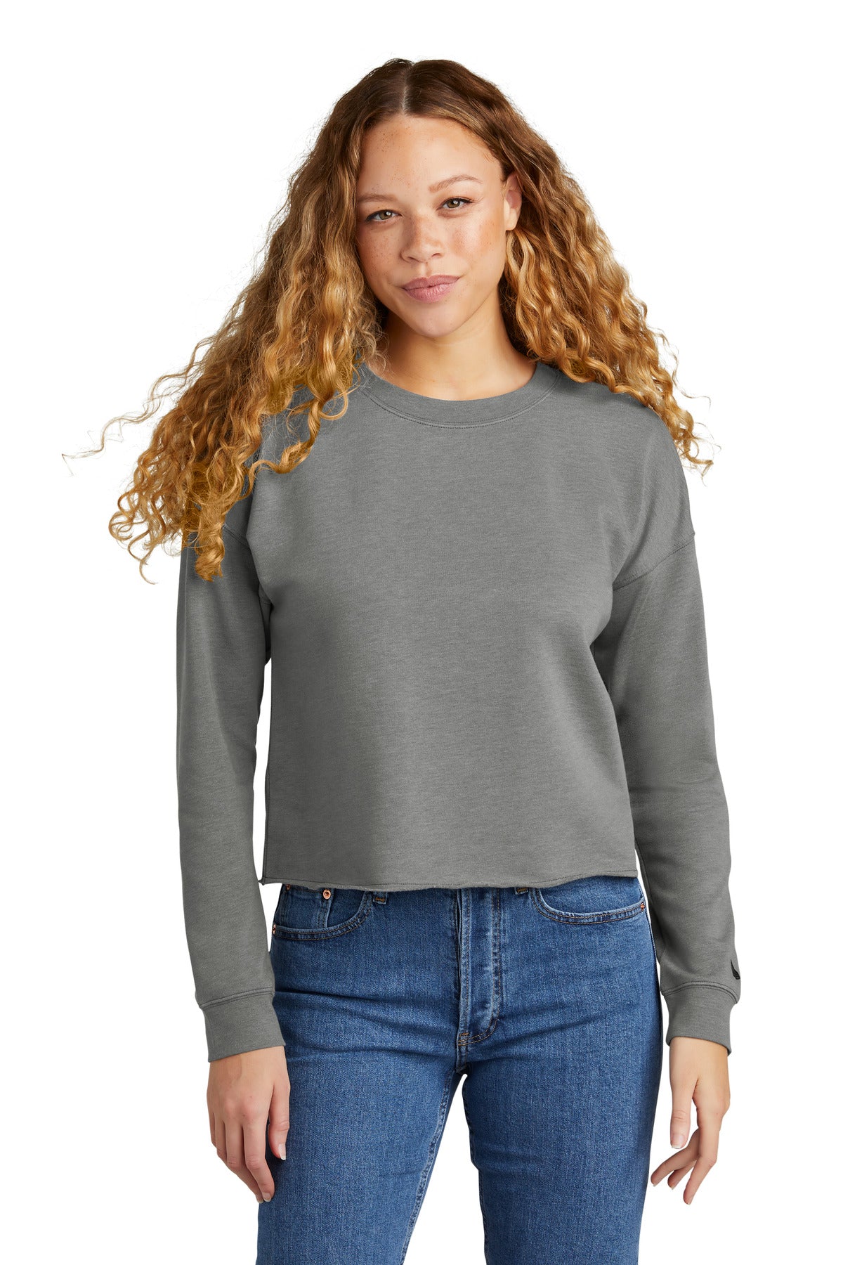 New Era® Women's Tri-Blend Fleece Crop Crew - Shadow Grey Heather - XS