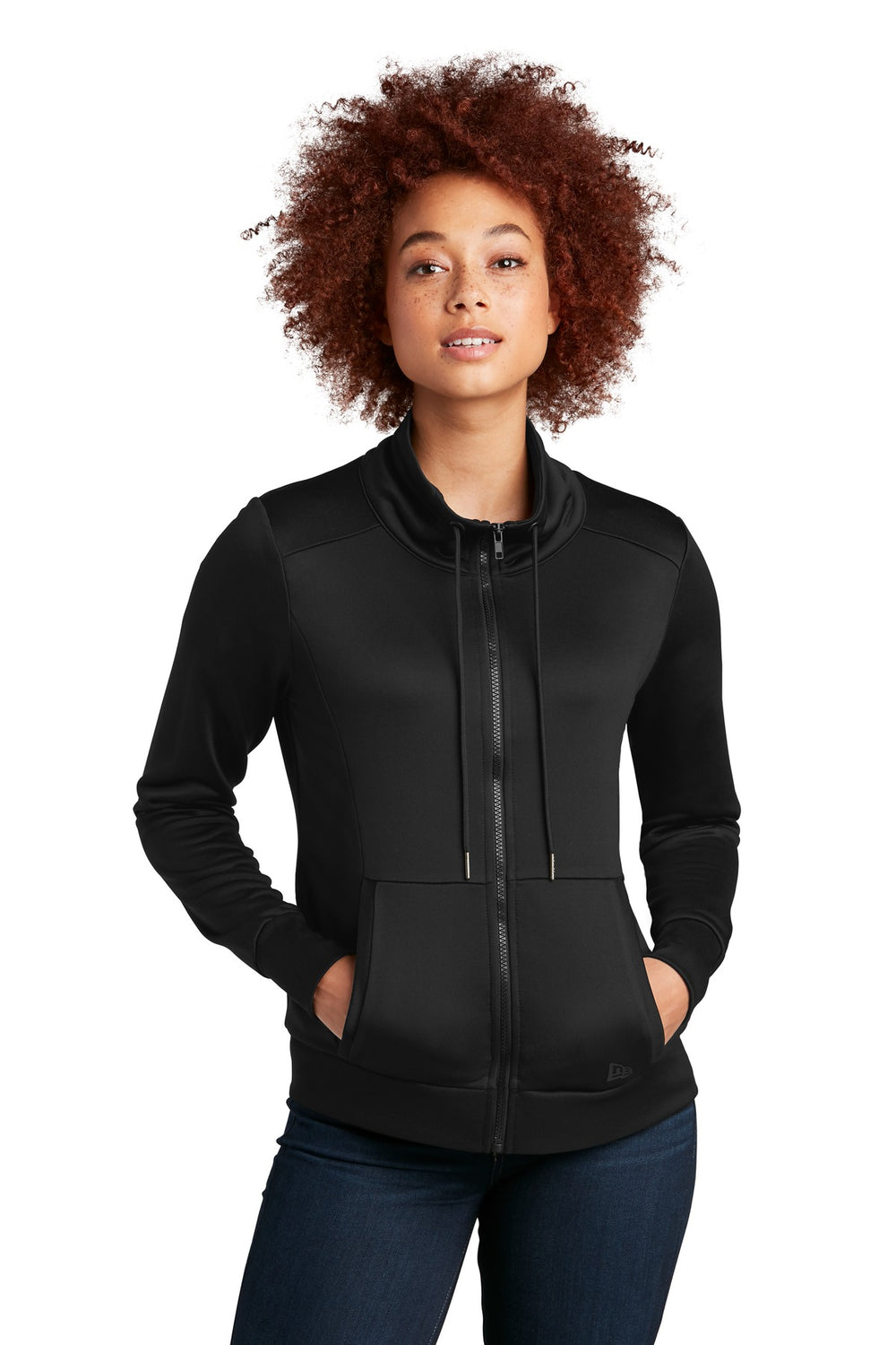New Era® Women's Performance Terry Full-Zip Cowl - Black - XS