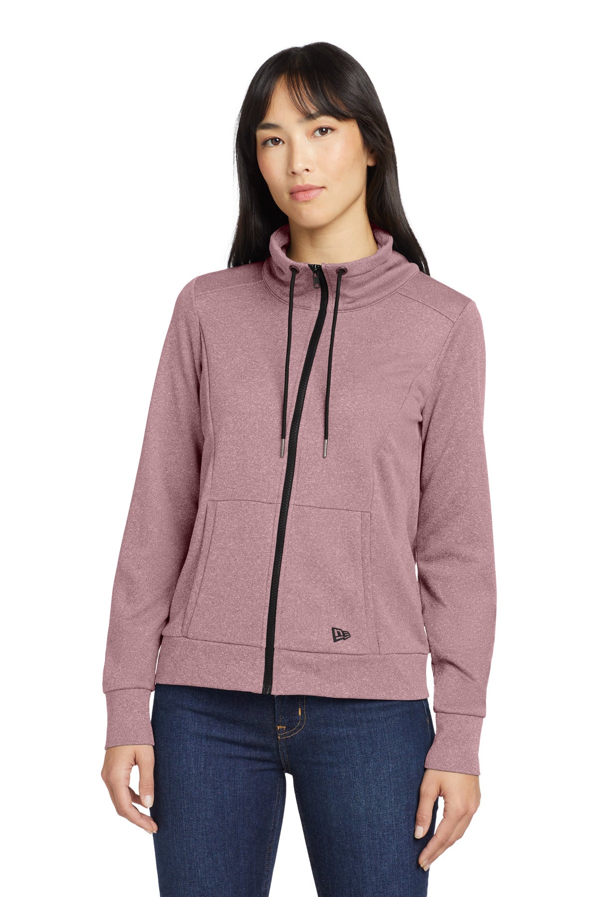 New Era® Women's Performance Terry Full-Zip Cowl - Dusty Mauve Heather - XS