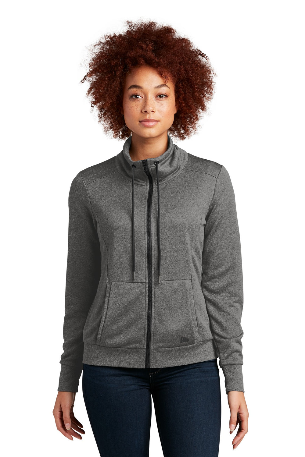 New Era® Women's Performance Terry Full-Zip Cowl - Graphite Heather - XS