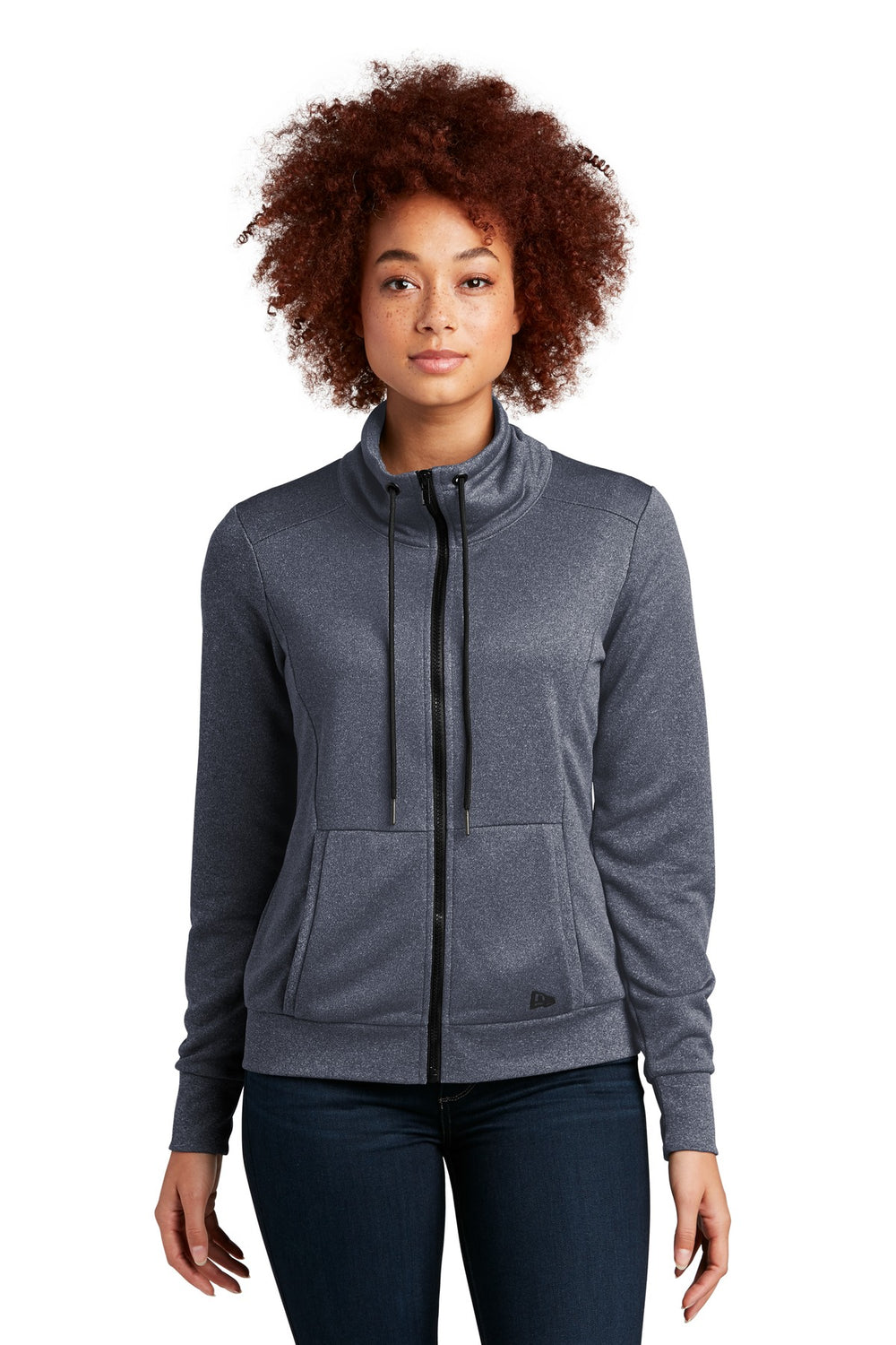 New Era® Women's Performance Terry Full-Zip Cowl - True Navy Heather - XS