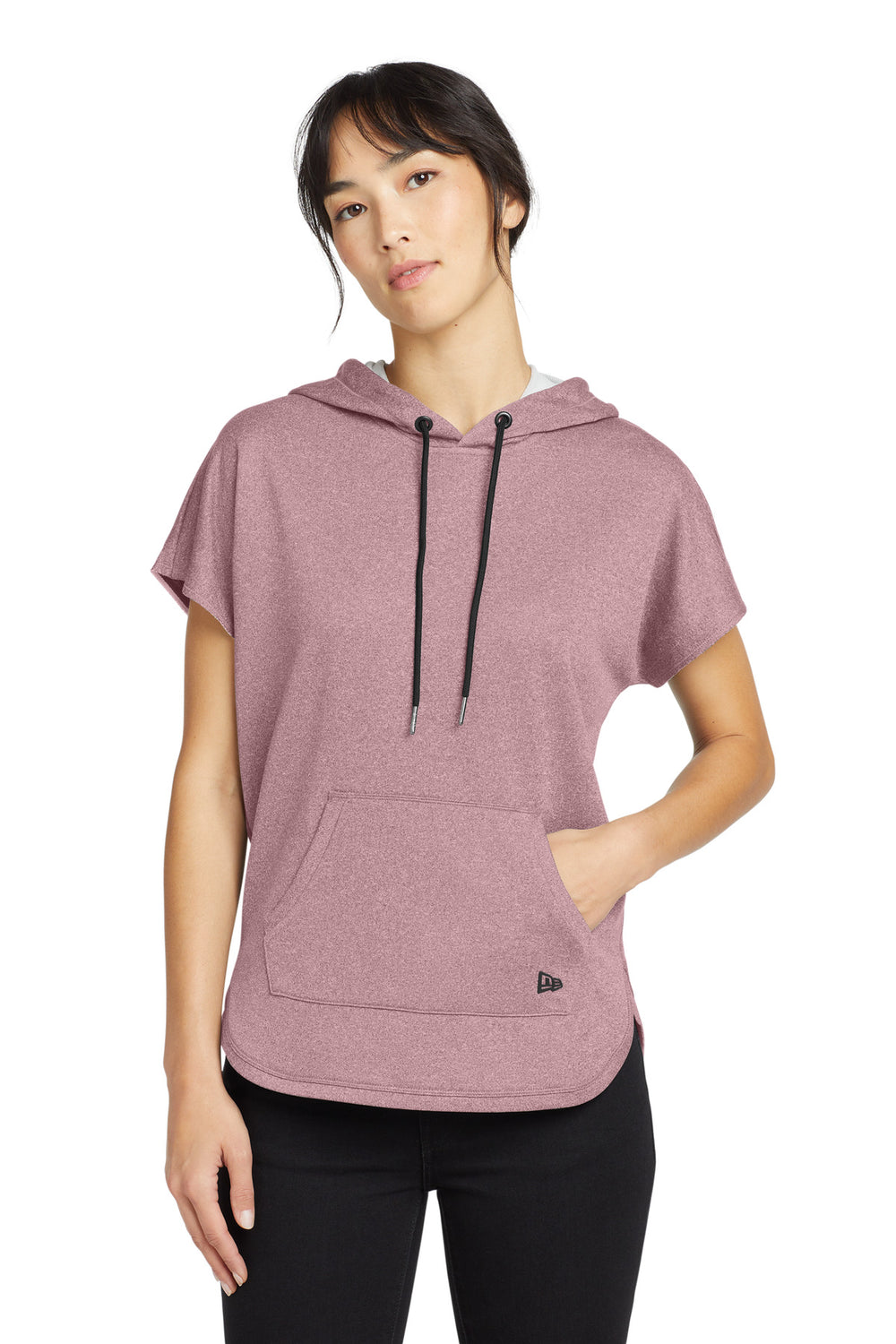 New Era ® Women's Performance Terry Short Sleeve Hoodie - Dusty Mauve Heather - XS