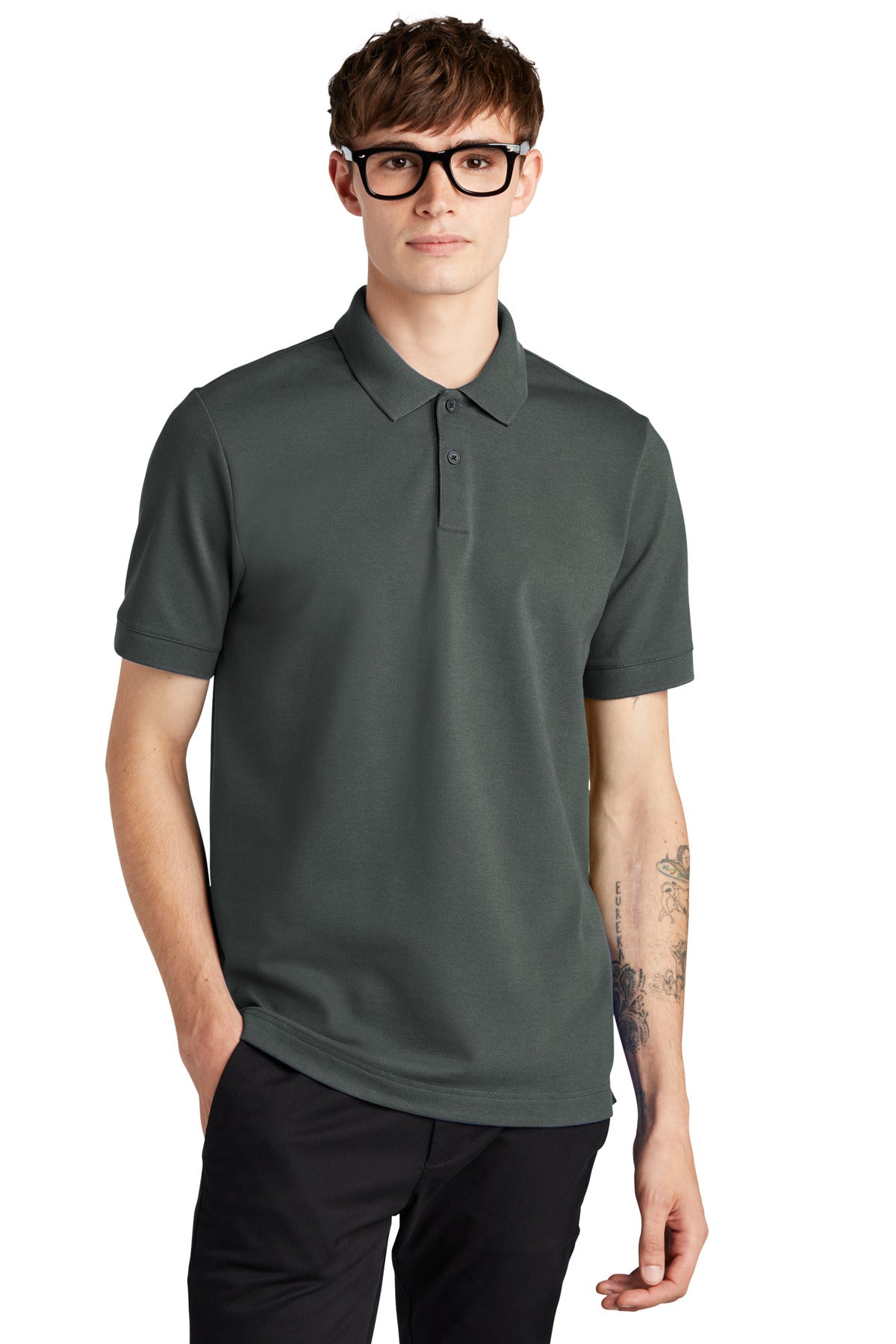 Mercer+Mettle® Stretch Heavyweight Pique Polo - Anchor Grey - XS