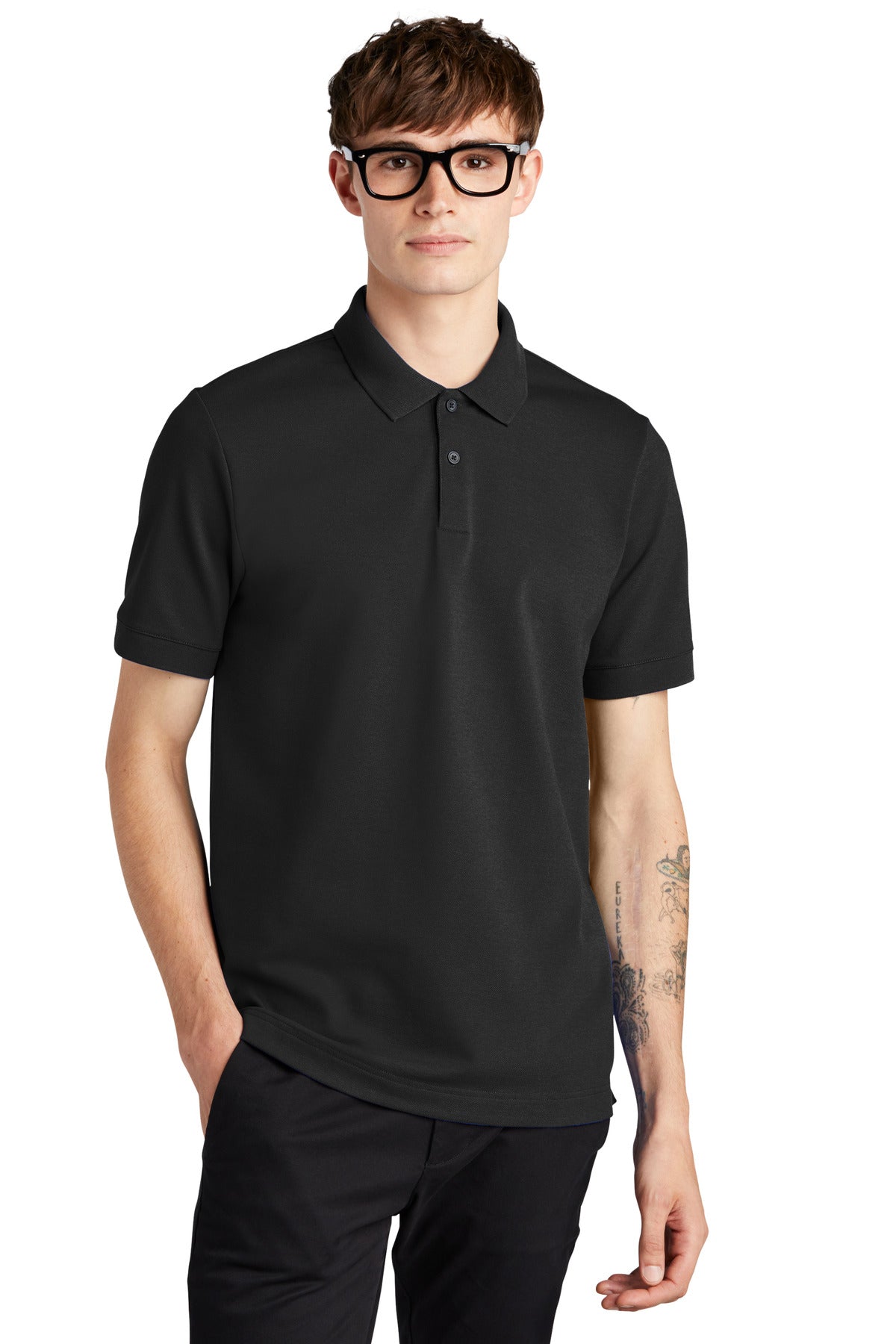 Mercer+Mettle® Stretch Heavyweight Pique Polo - Deep Black - XS