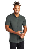 Mercer+Mettle® Stretch Pique Full-Button Polo - Anchor Grey - XS