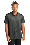 Mercer+Mettle® Stretch Pique Full-Button Polo - Anchor Grey Heather - XS