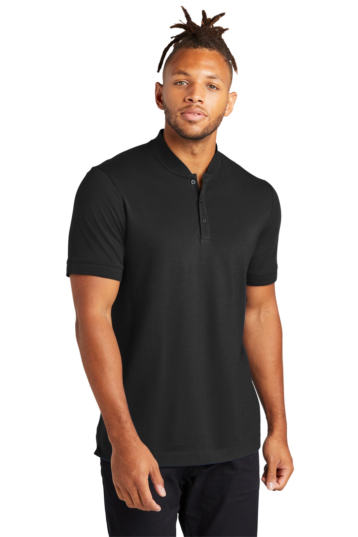 Mercer+Mettle® Stretch Pique Henley - Deep Black - XS