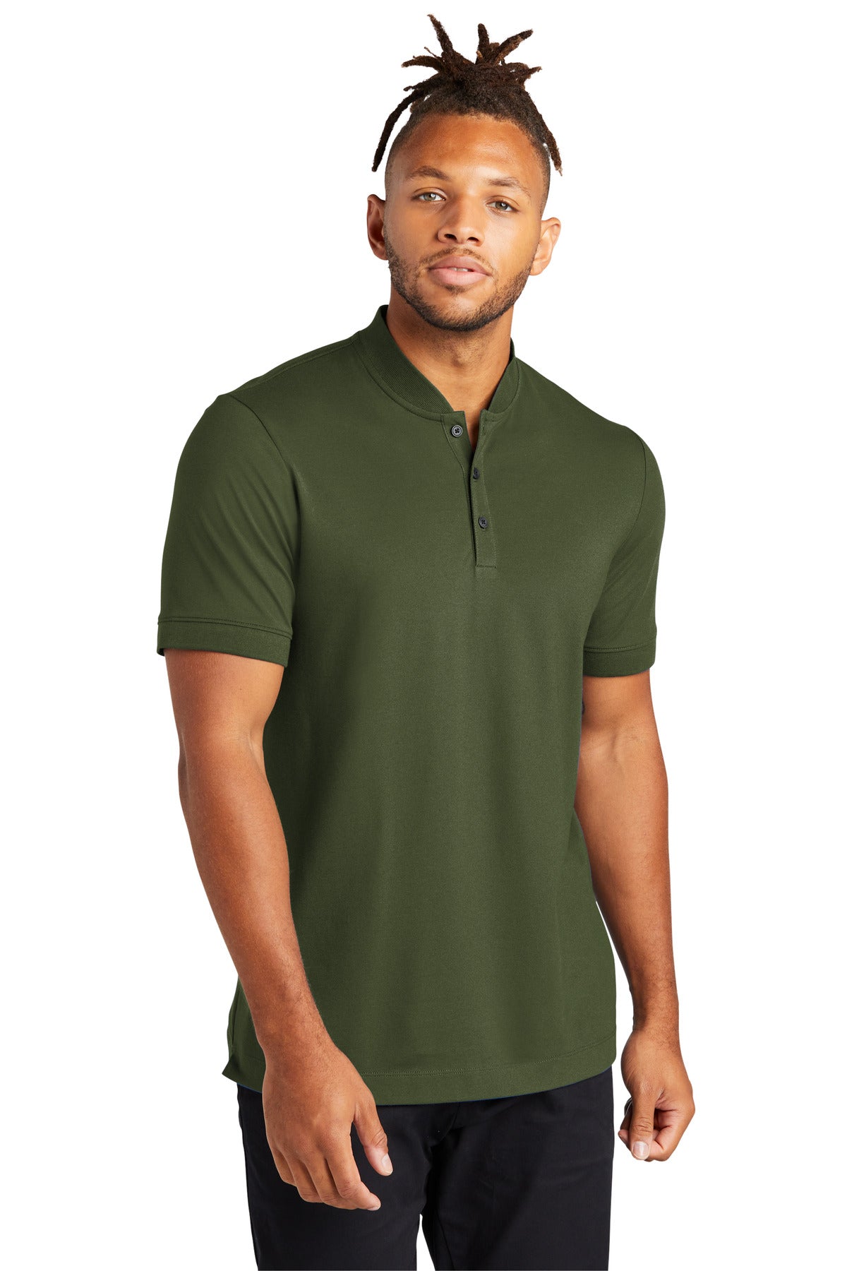 Mercer+Mettle® Stretch Pique Henley - Townsend Green - XS