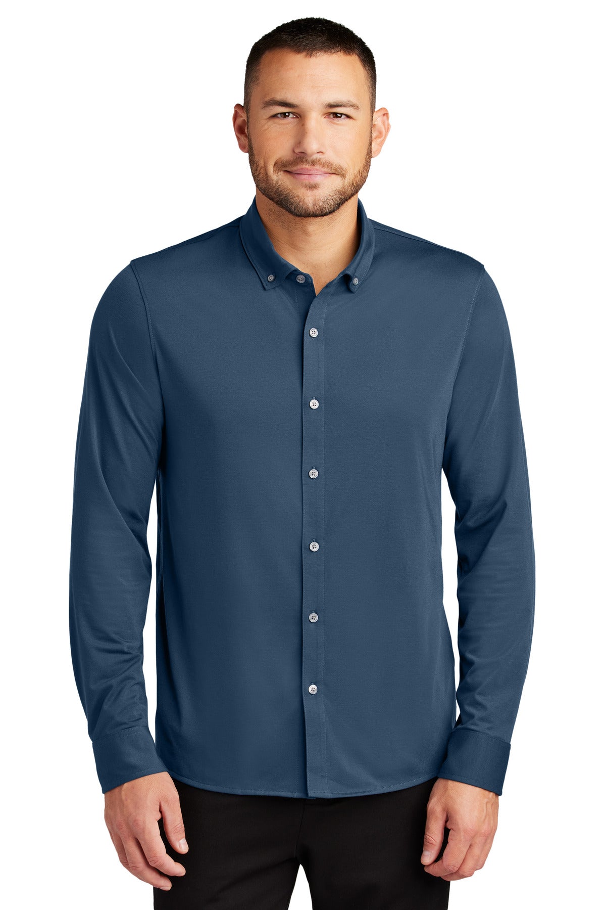 Mercer+Mettle® Stretch Jersey Long Sleeve Shirt - Insignia Blue - XS
