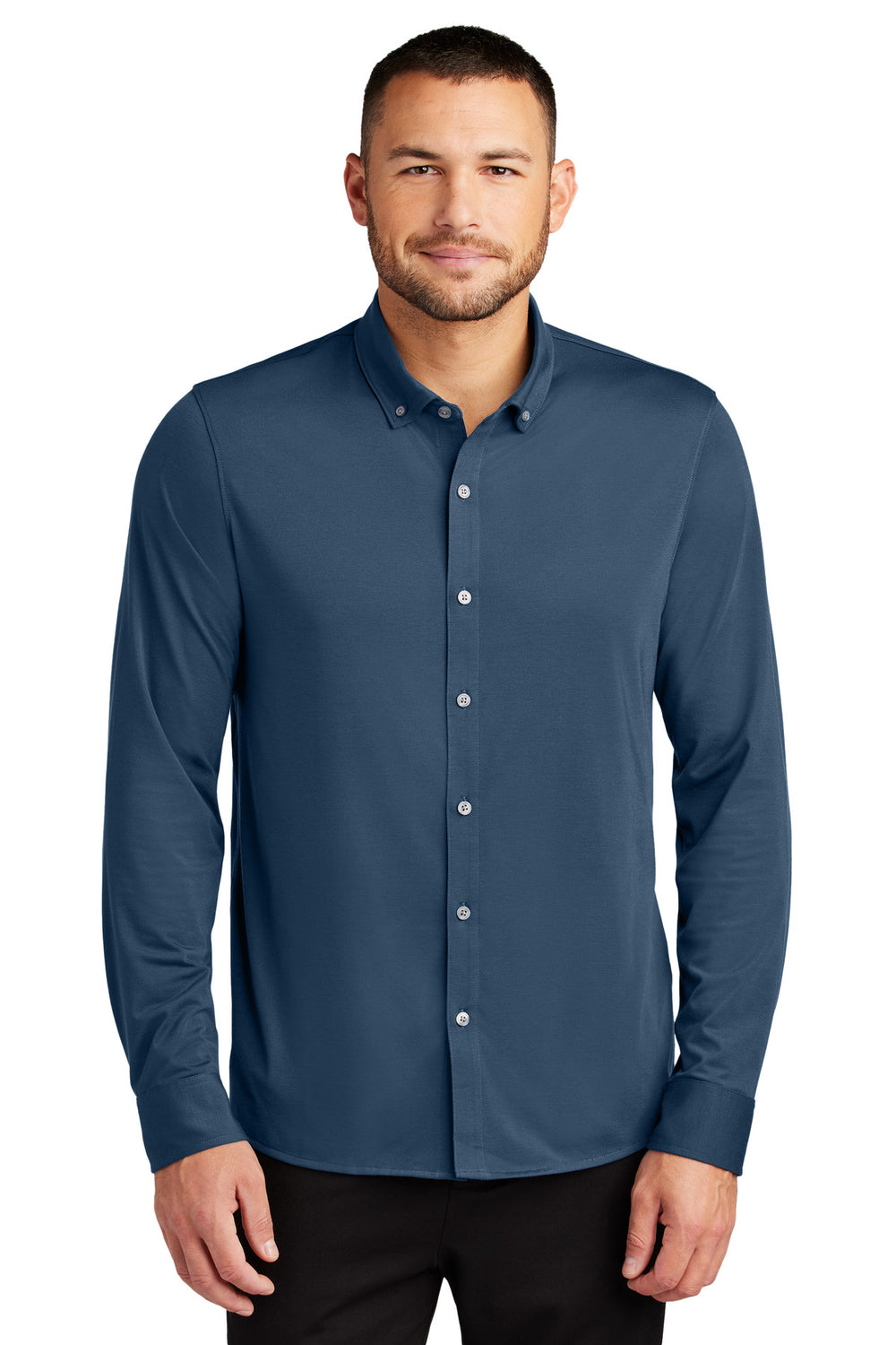 Mercer+Mettle® Stretch Jersey Long Sleeve Shirt - Insignia Blue - XS