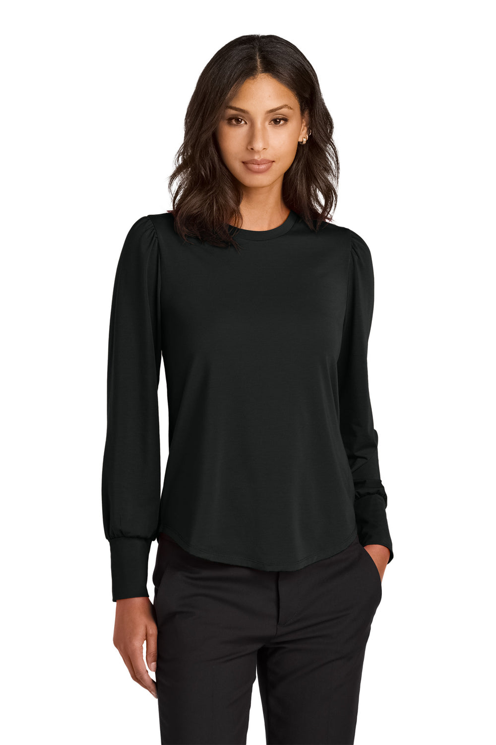 Mercer+Mettle® Women's Stretch Jersey Long Sleeve Blouson Top - Deep Black - XS