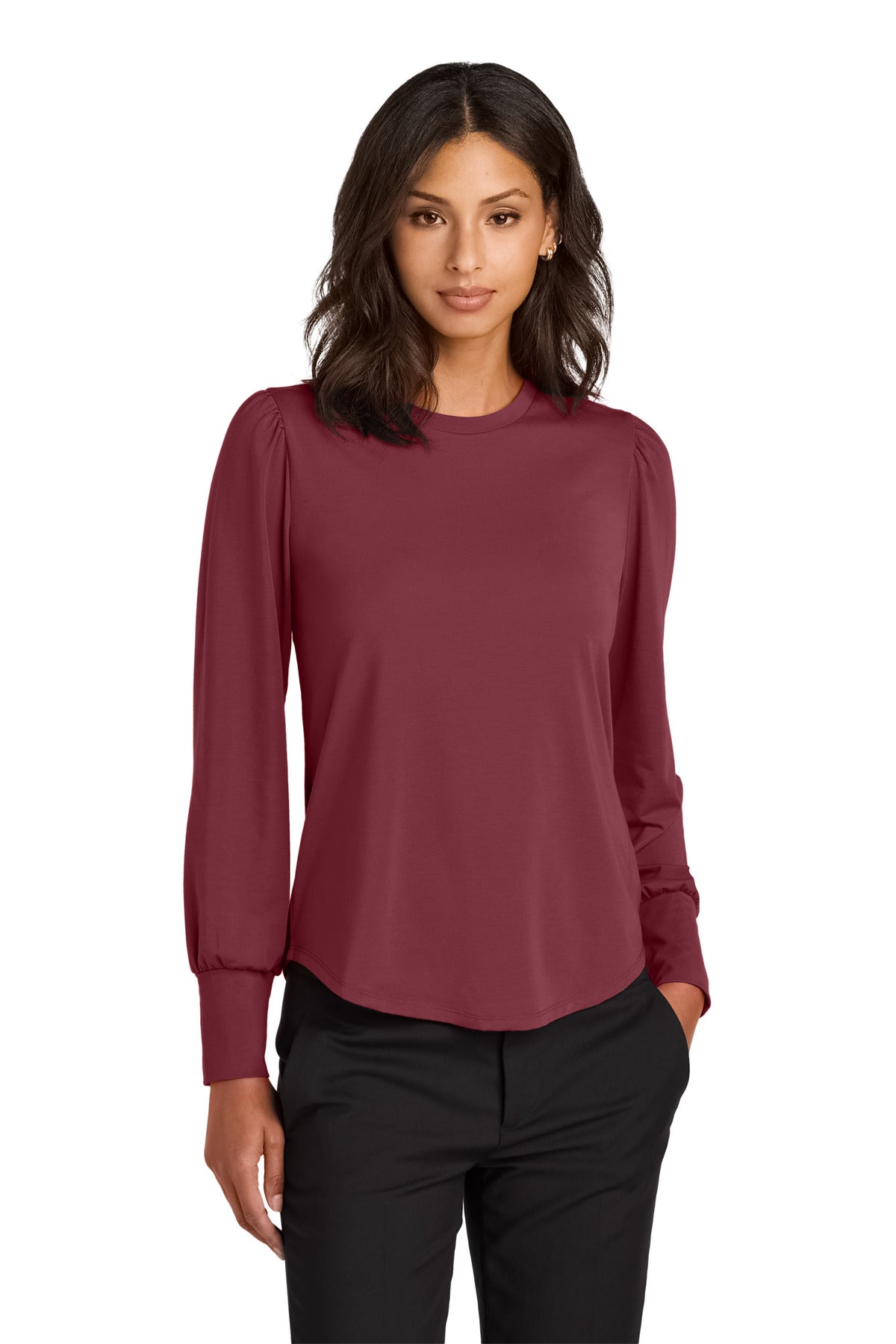 Mercer+Mettle® Women's Stretch Jersey Long Sleeve Blouson Top - Rosewood - XS