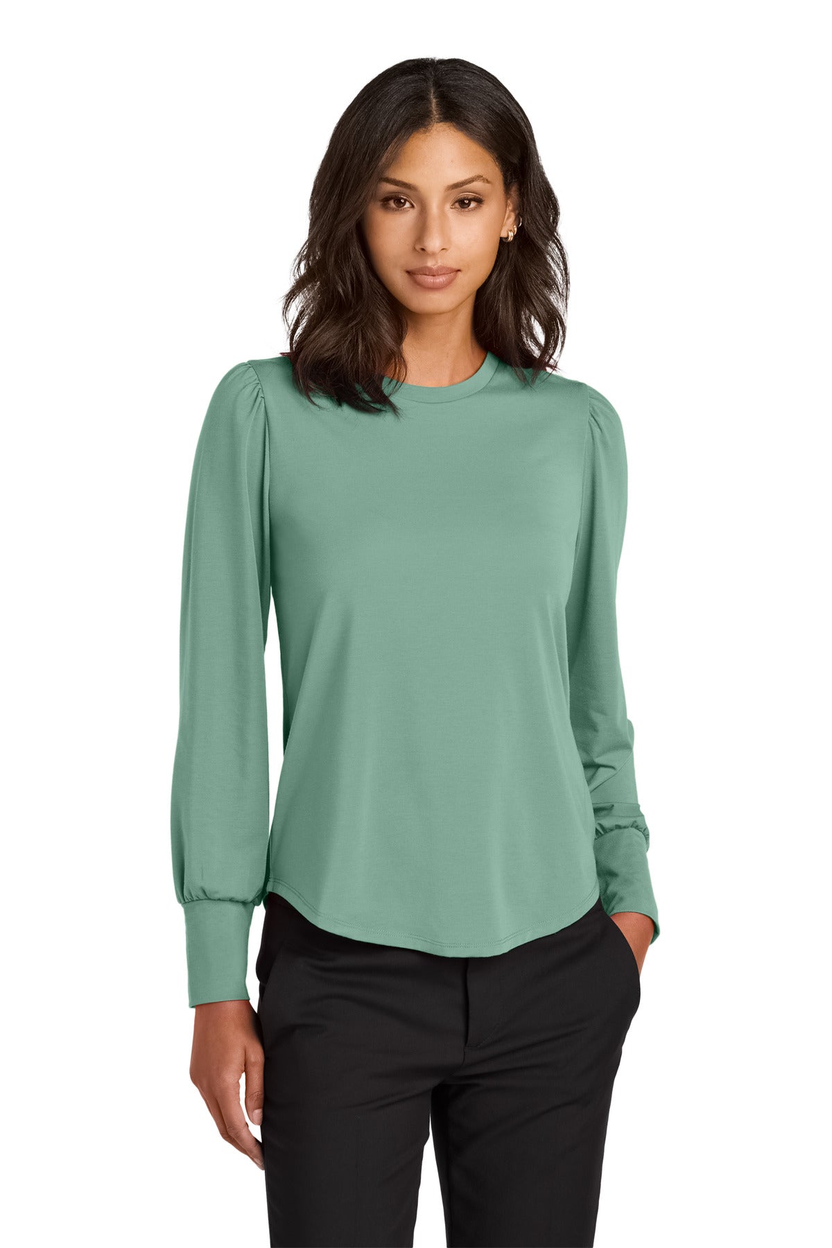 Mercer+Mettle® Women's Stretch Jersey Long Sleeve Blouson Top - Sage - XS