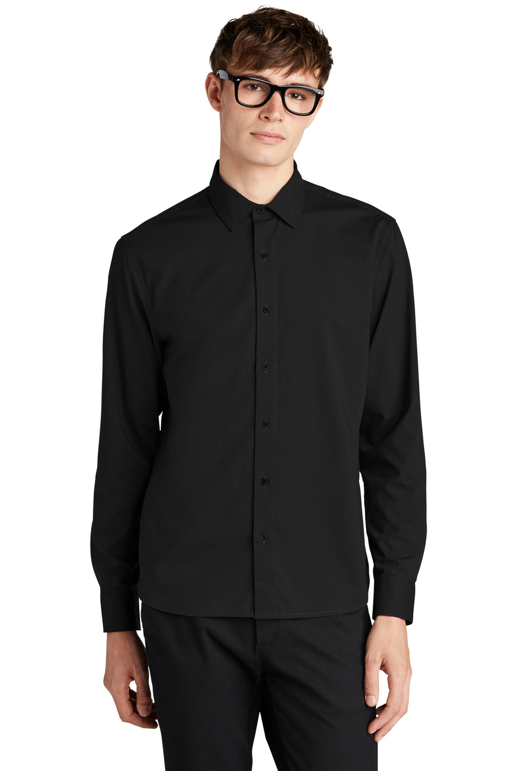 Mercer+Mettle® Long Sleeve Stretch Woven Shirt - Deep Black - XS