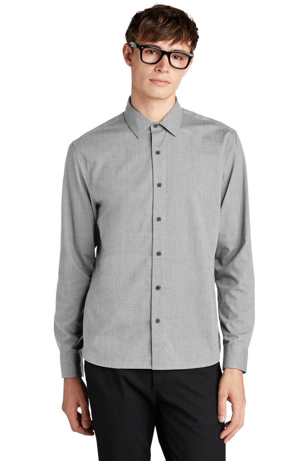 Mercer+Mettle® Long Sleeve Stretch Woven Shirt - Gusty Grey End On End - XS