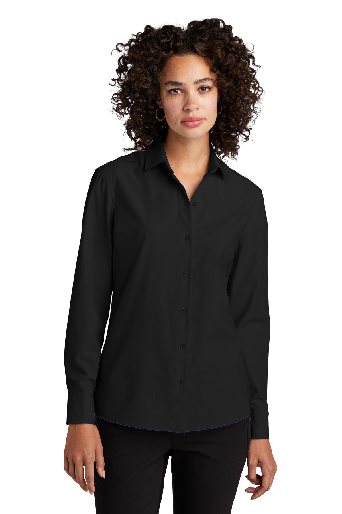 Mercer+Mettle® Women's Long Sleeve Stretch Woven Shirt - Deep Black - XS