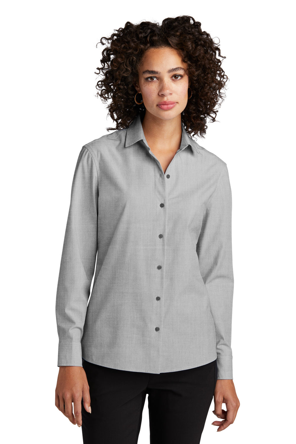 Mercer+Mettle® Women's Long Sleeve Stretch Woven Shirt - Gusty Grey End On End - XS