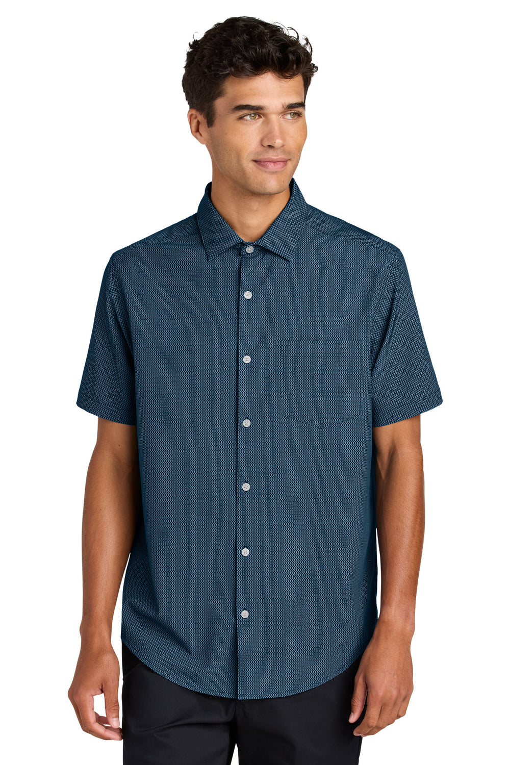 Mercer+Mettle® Short Sleeve UV Capital Tech Shirt - Night Navy Dash Print - XS