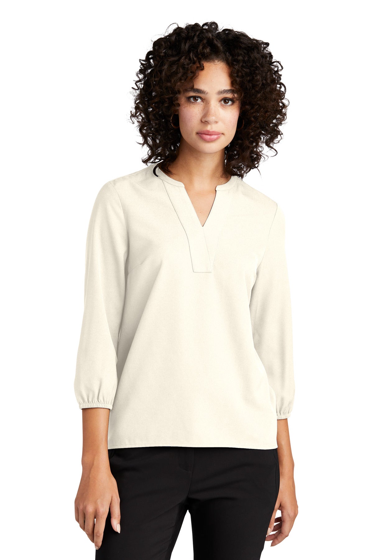 Mercer+Mettle® Women's Stretch Crepe 3/4-Sleeve Blouse - Ivory Chiffon - XS