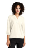 Mercer+Mettle® Women's Stretch Crepe 3/4-Sleeve Blouse - Ivory Chiffon - XS