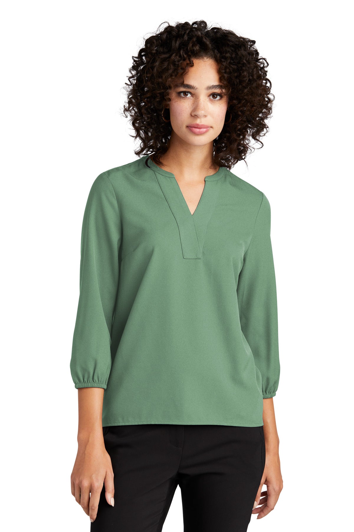Mercer+Mettle® Women's Stretch Crepe 3/4-Sleeve Blouse - Sage - 2XL