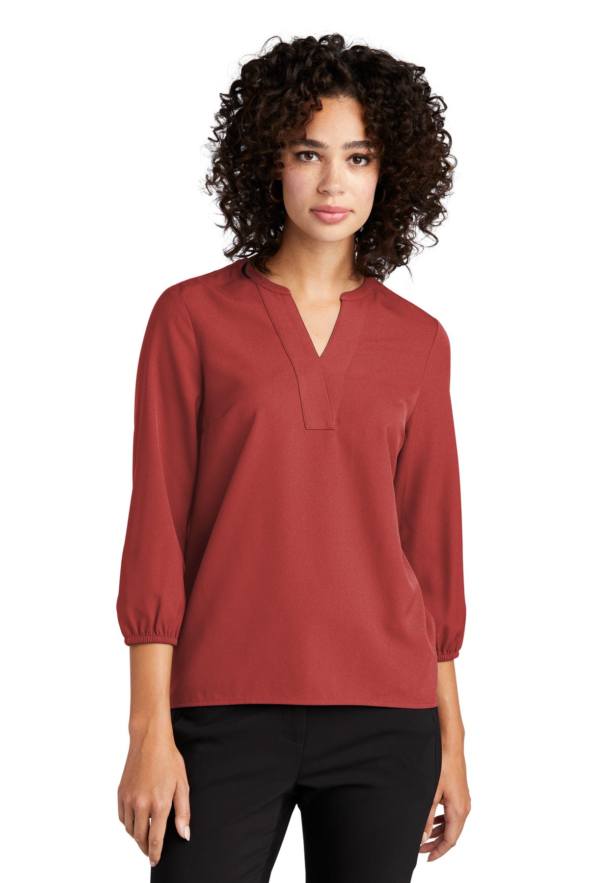 Mercer+Mettle® Women's Stretch Crepe 3/4-Sleeve Blouse - Terracotta - 2XL