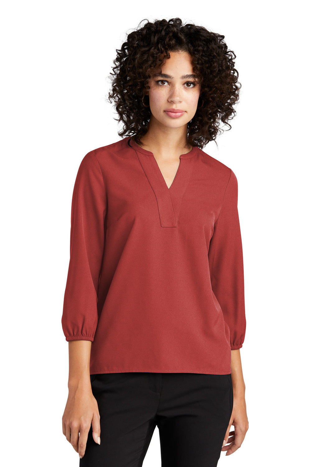 Mercer+Mettle® Women's Stretch Crepe 3/4-Sleeve Blouse - Terracotta - 2XL