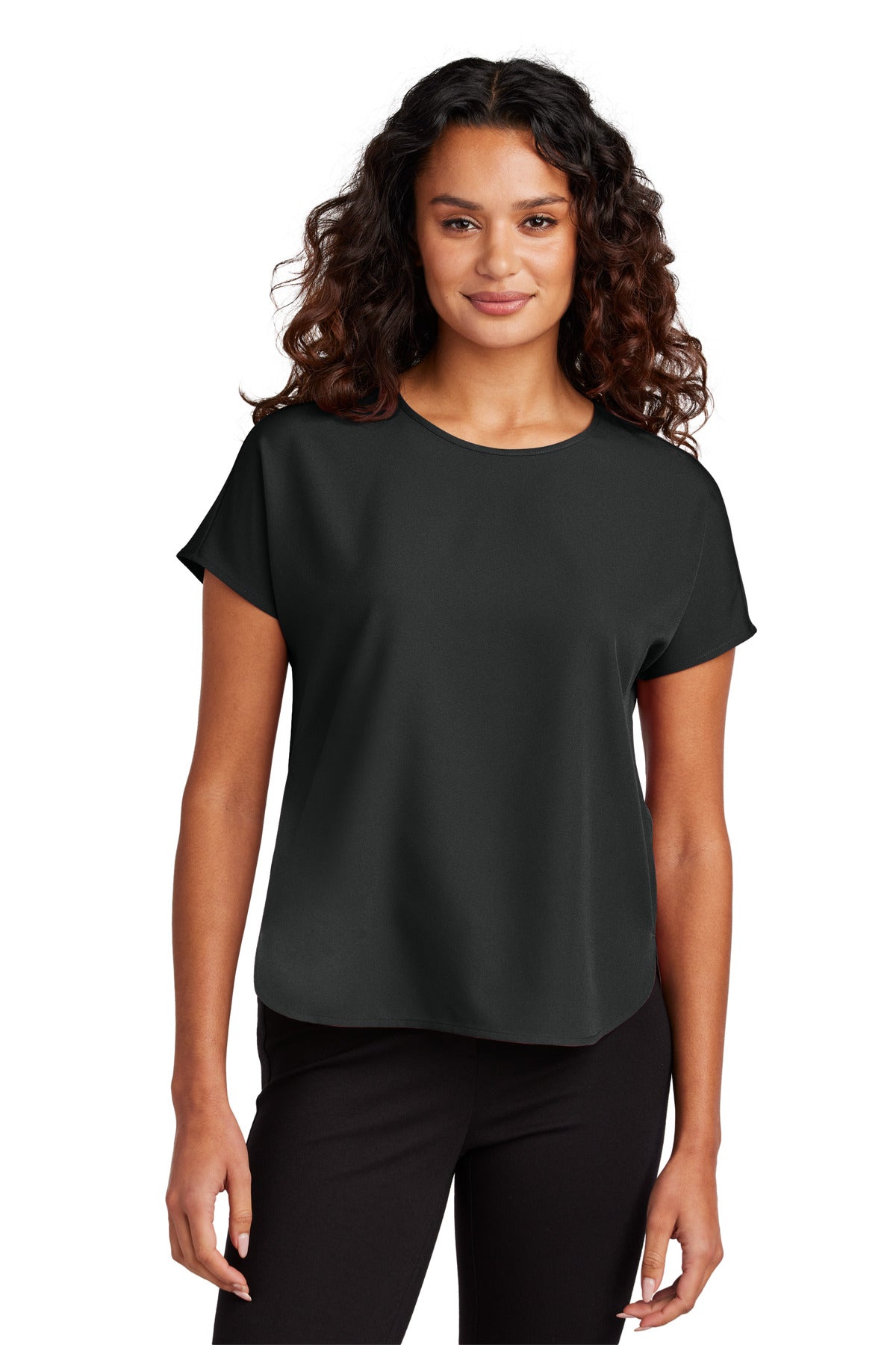 Mercer+Mettle® Women's Stretch Crepe Crew - Deep Black - XS