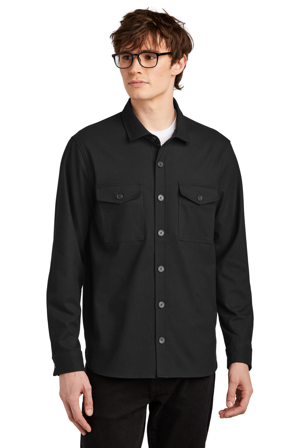 Mercer+Mettle® Long Sleeve Twill Overshirt - Deep Black - XS