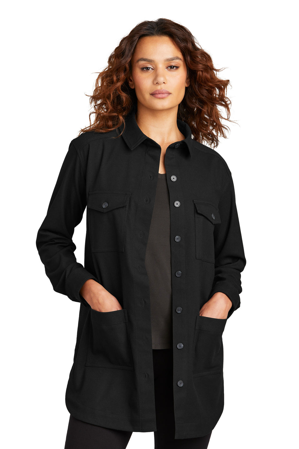 Mercer+Mettle® Women's Long Sleeve Twill Overshirt - Deep Black - XS