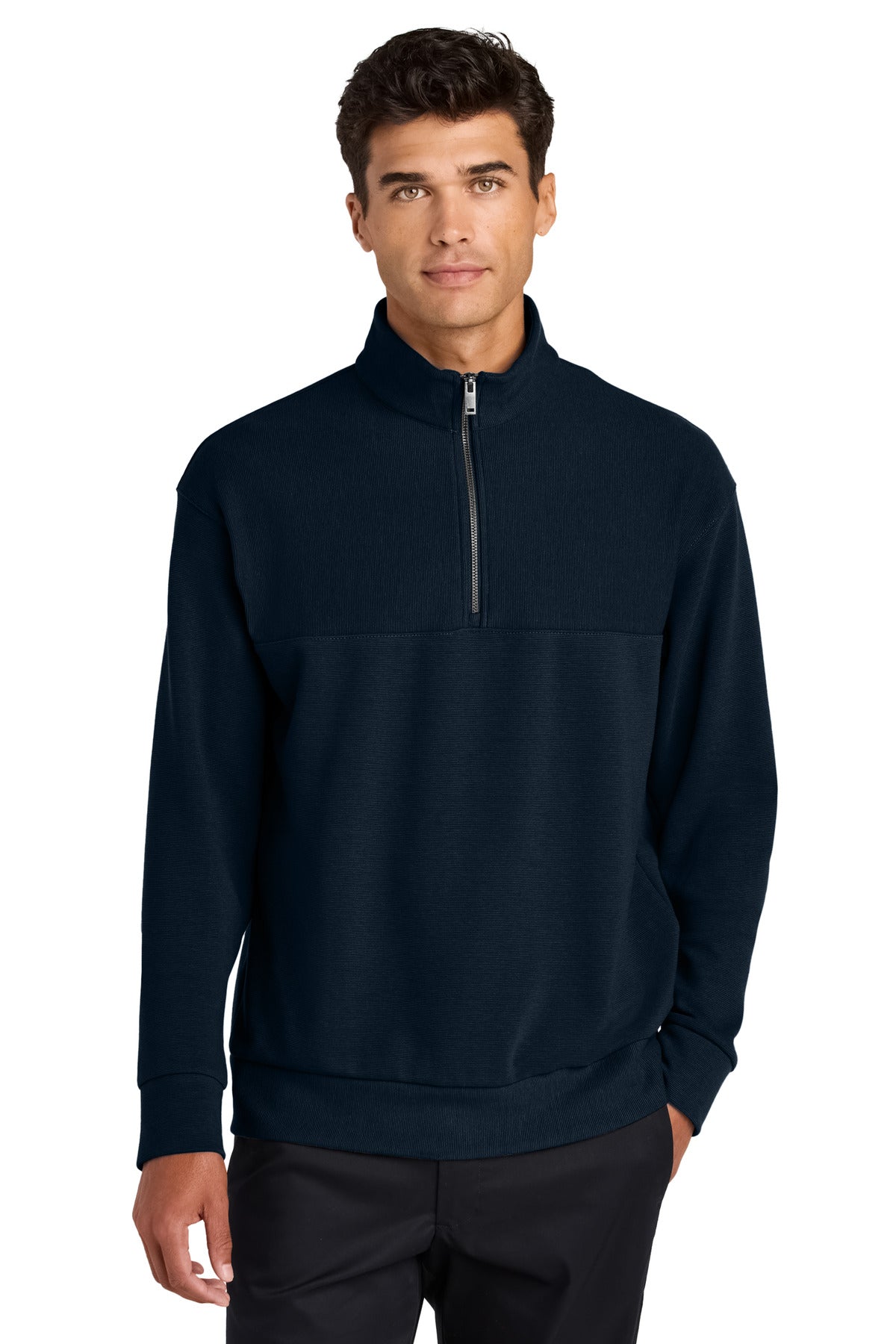 Mercer+Mettle® Linear Texture 1/4-Zip - Night Navy - XS