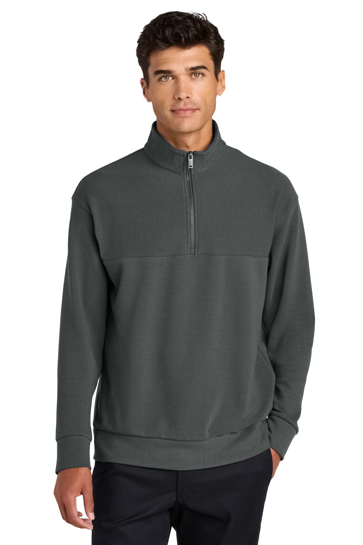 Mercer+Mettle® Linear Texture 1/4-Zip - Storm Grey - XS