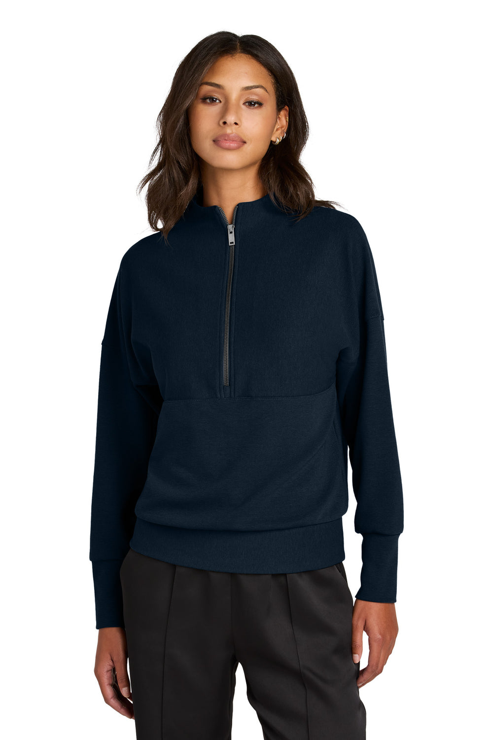 Mercer+Mettle® Women's Linear Texture 1/4-Zip - Night Navy - XS