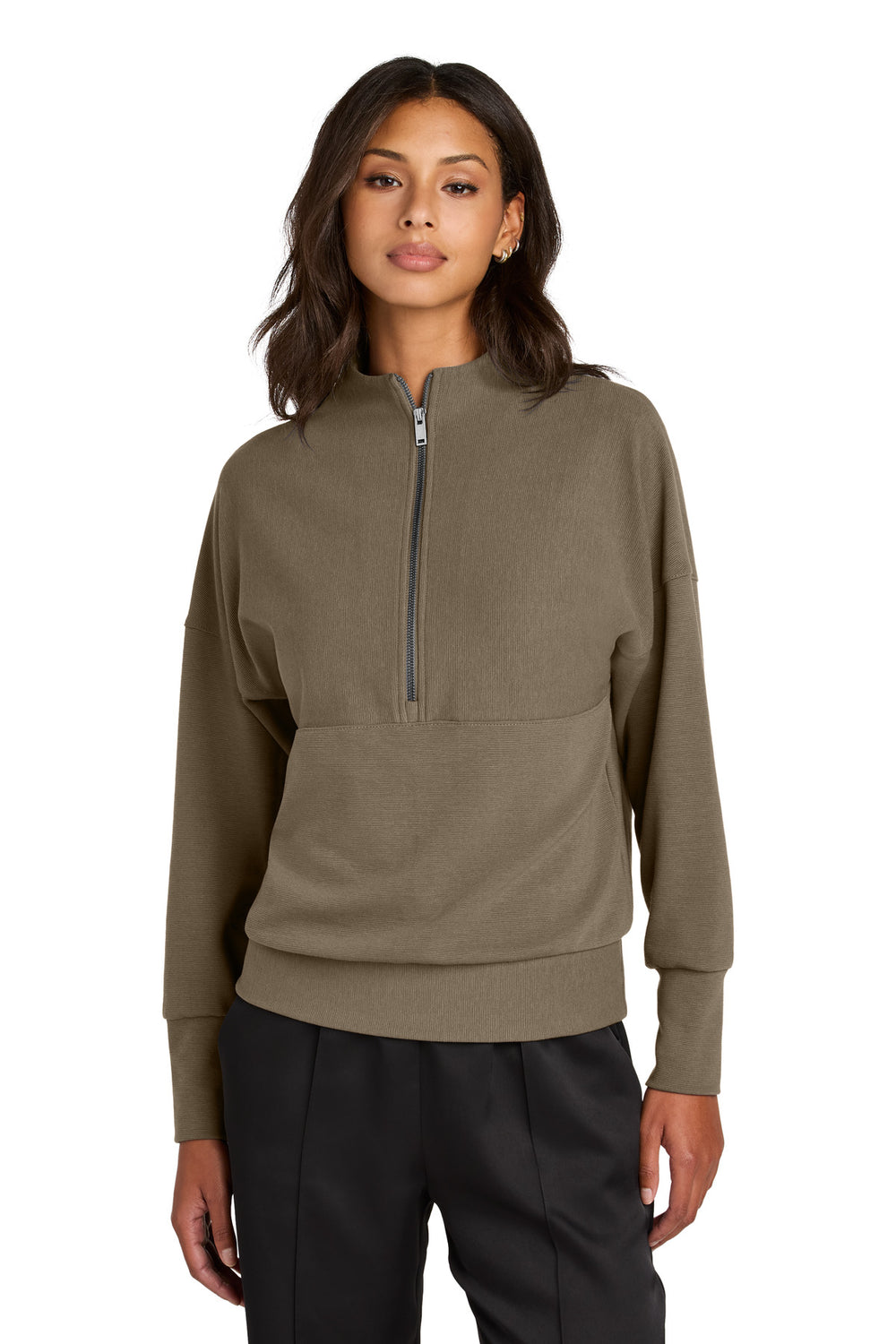 Mercer+Mettle® Women's Linear Texture 1/4-Zip - Warm Taupe - XS