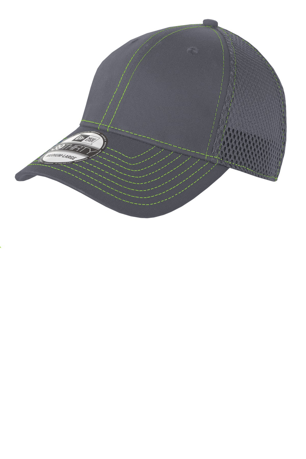 New Era® - Stretch Mesh Contrast Stitch Cap - Graphite/ Cyber Green - S/M