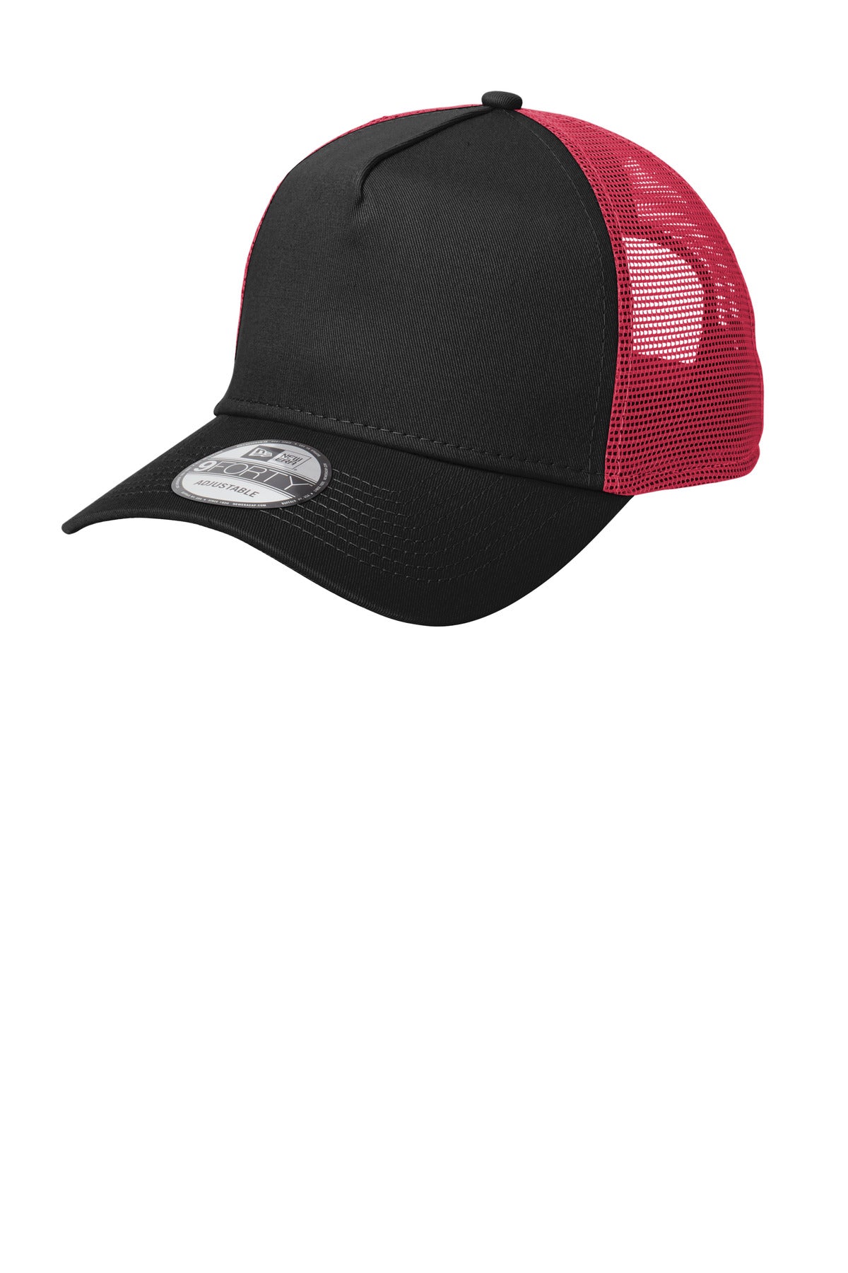 New Era® Snapback Trucker Cap - Black/ Scarlet - OSFA